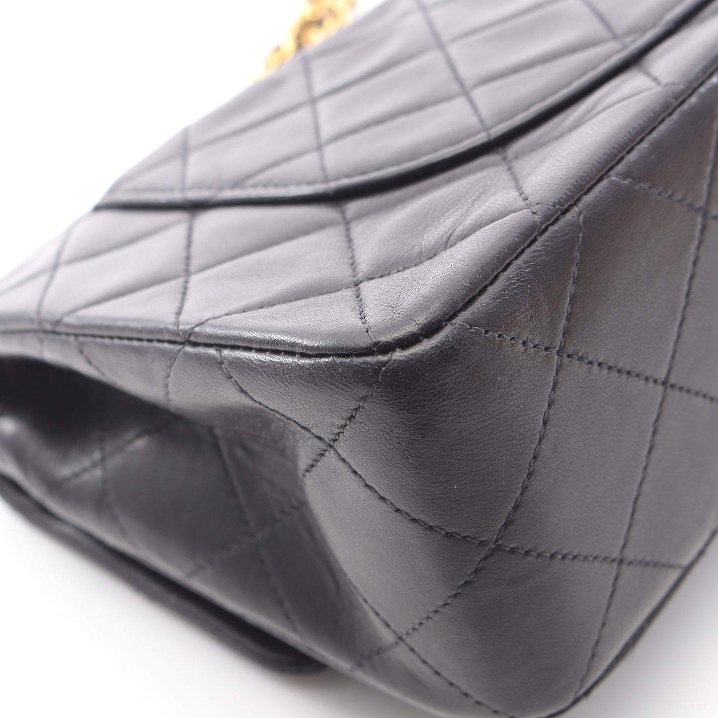 マトラッセ Wフラップ Wチェーンショルダーバッグ ラムスキン ブラック ゴールド金具 ヴィンテージ シャネル バッグ CHANEL