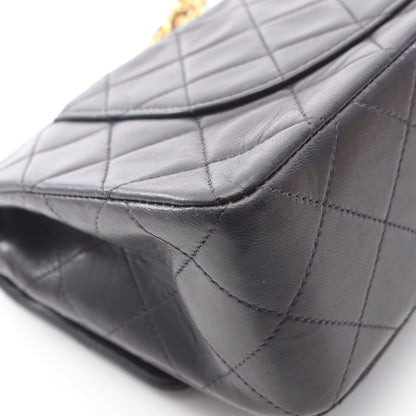 マトラッセ Wフラップ Wチェーンショルダーバッグ ラムスキン ブラック ゴールド金具 ヴィンテージ シャネル バッグ CHANEL