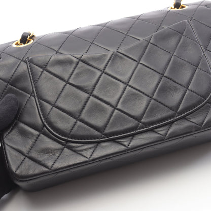 マトラッセ Wフラップ Wチェーンショルダーバッグ ラムスキン ブラック ゴールド金具 ヴィンテージ シャネル バッグ CHANEL