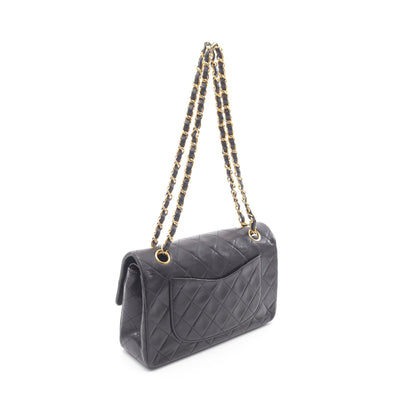 マトラッセ Wフラップ Wチェーンショルダーバッグ ラムスキン ブラック ゴールド金具 ヴィンテージ シャネル バッグ CHANEL