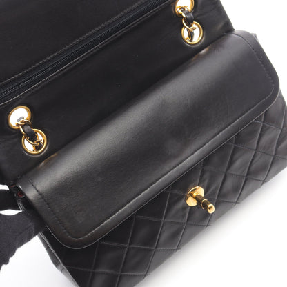 マトラッセ Wフラップ Wチェーンショルダーバッグ ラムスキン ブラック ゴールド金具 ヴィンテージ シャネル バッグ CHANEL