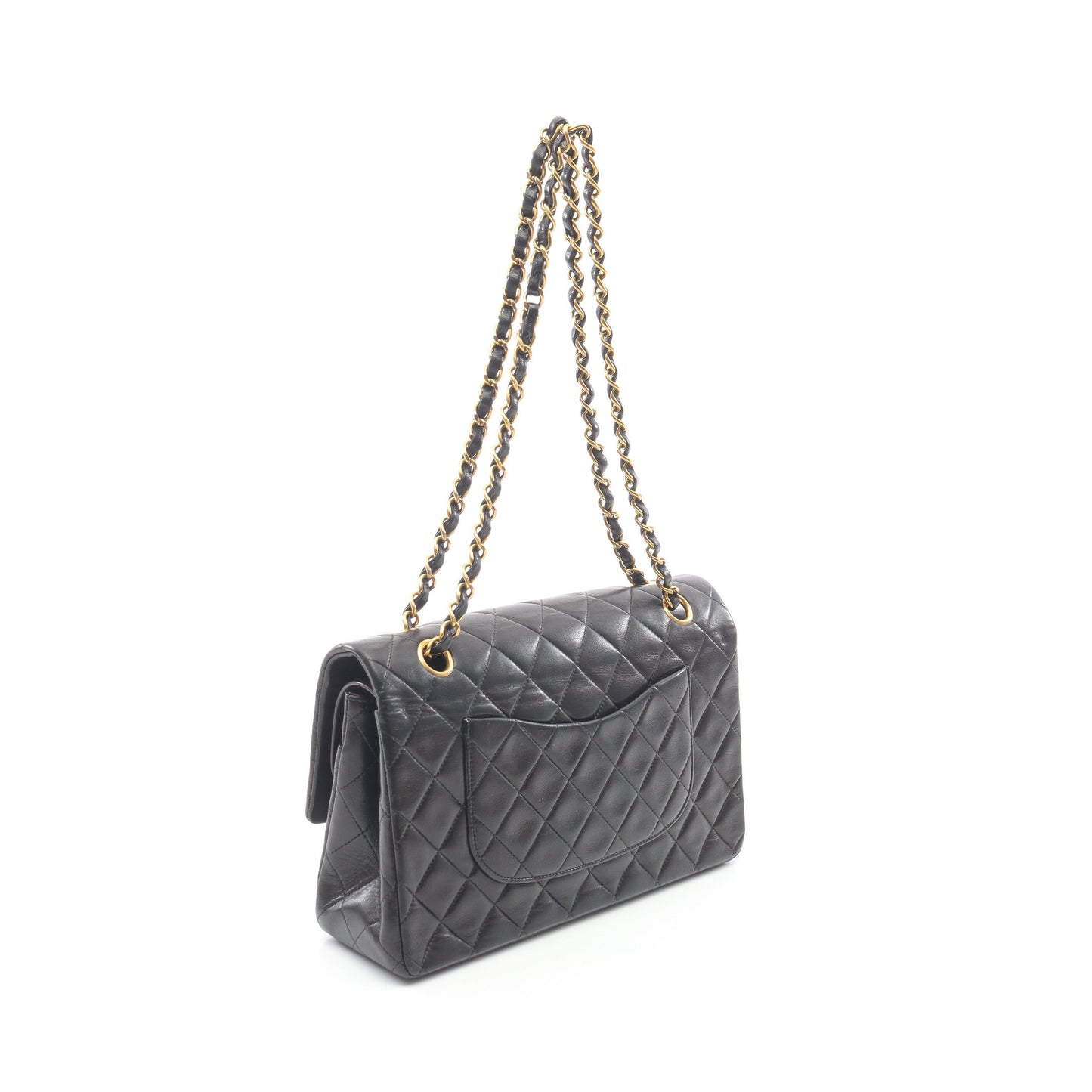 マトラッセ Wフラップ Wチェーンショルダーバッグ ラムスキン ブラック ゴールド金具 シャネル バッグ CHANEL