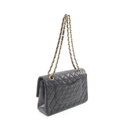 マトラッセ Wフラップ Wチェーンショルダーバッグ ラムスキン ブラック ゴールド金具 シャネル バッグ CHANEL