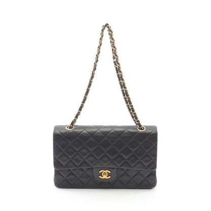 マトラッセ Wフラップ Wチェーンショルダーバッグ ラムスキン ブラック ゴールド金具 シャネル バッグ CHANEL