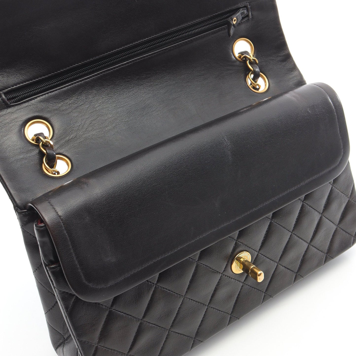 マトラッセ Wフラップ Wチェーンショルダーバッグ ラムスキン ブラック ゴールド金具 シャネル バッグ CHANEL