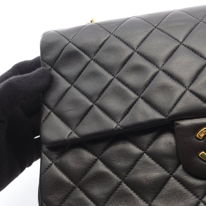 マトラッセ Wフラップ Wチェーンショルダーバッグ ラムスキン ブラック ゴールド金具 シャネル バッグ CHANEL