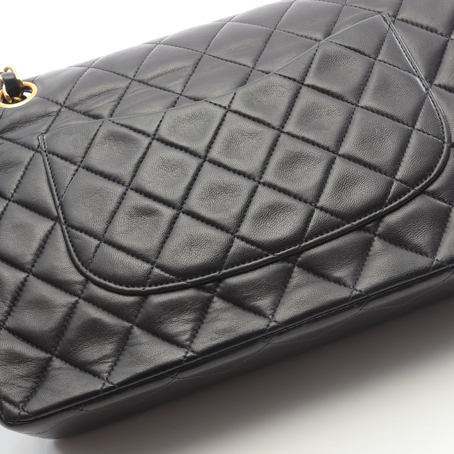 マトラッセ Wフラップ Wチェーンショルダーバッグ ラムスキン ブラック ゴールド金具 シャネル バッグ CHANEL