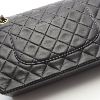 マトラッセ Wフラップ Wチェーンショルダーバッグ ラムスキン ブラック ゴールド金具 シャネル バッグ CHANEL