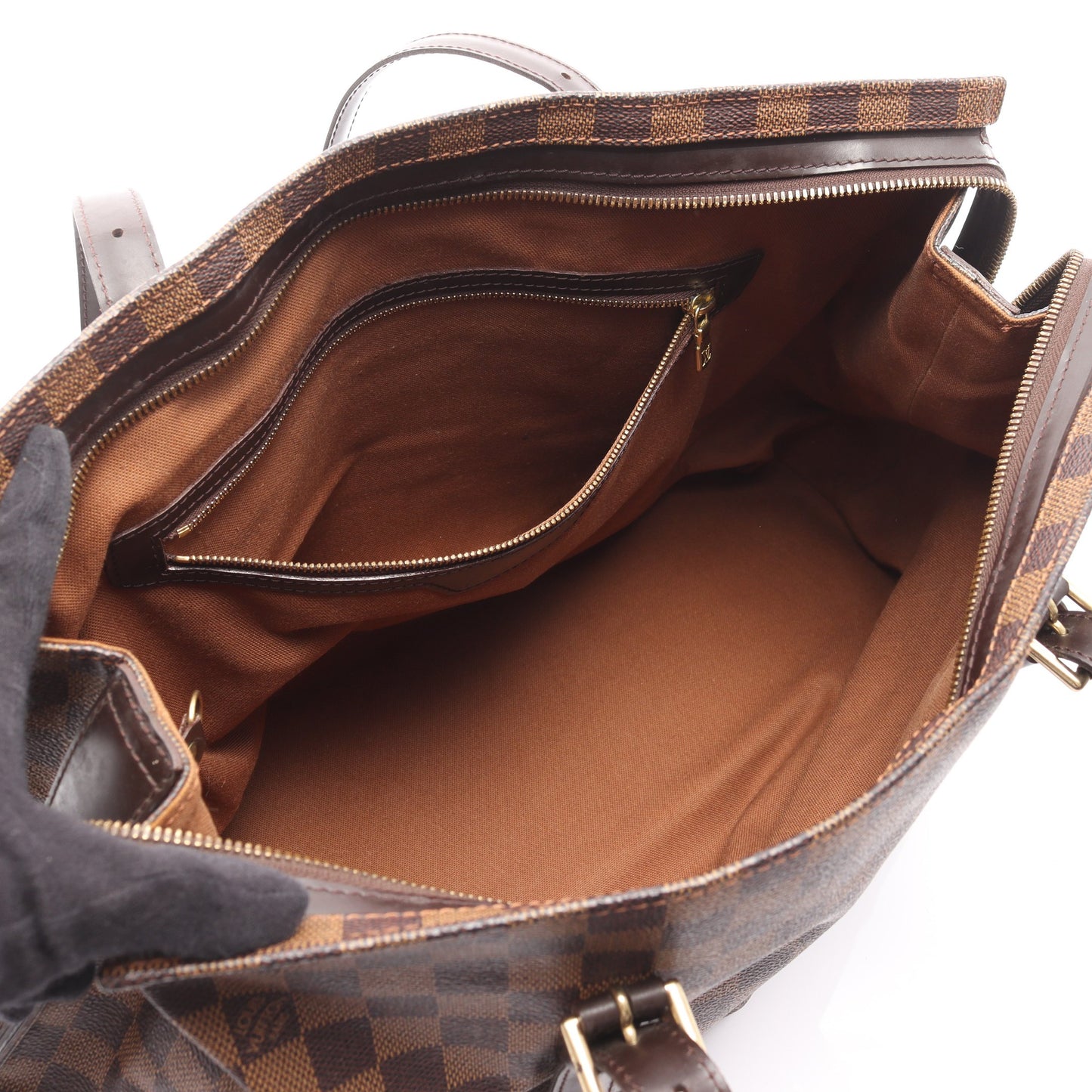チェルシー ダミエエベヌ ショルダーバッグ トートバッグ PVC レザー ブラウン ルイヴィトン バッグ LOUIS VUITTON