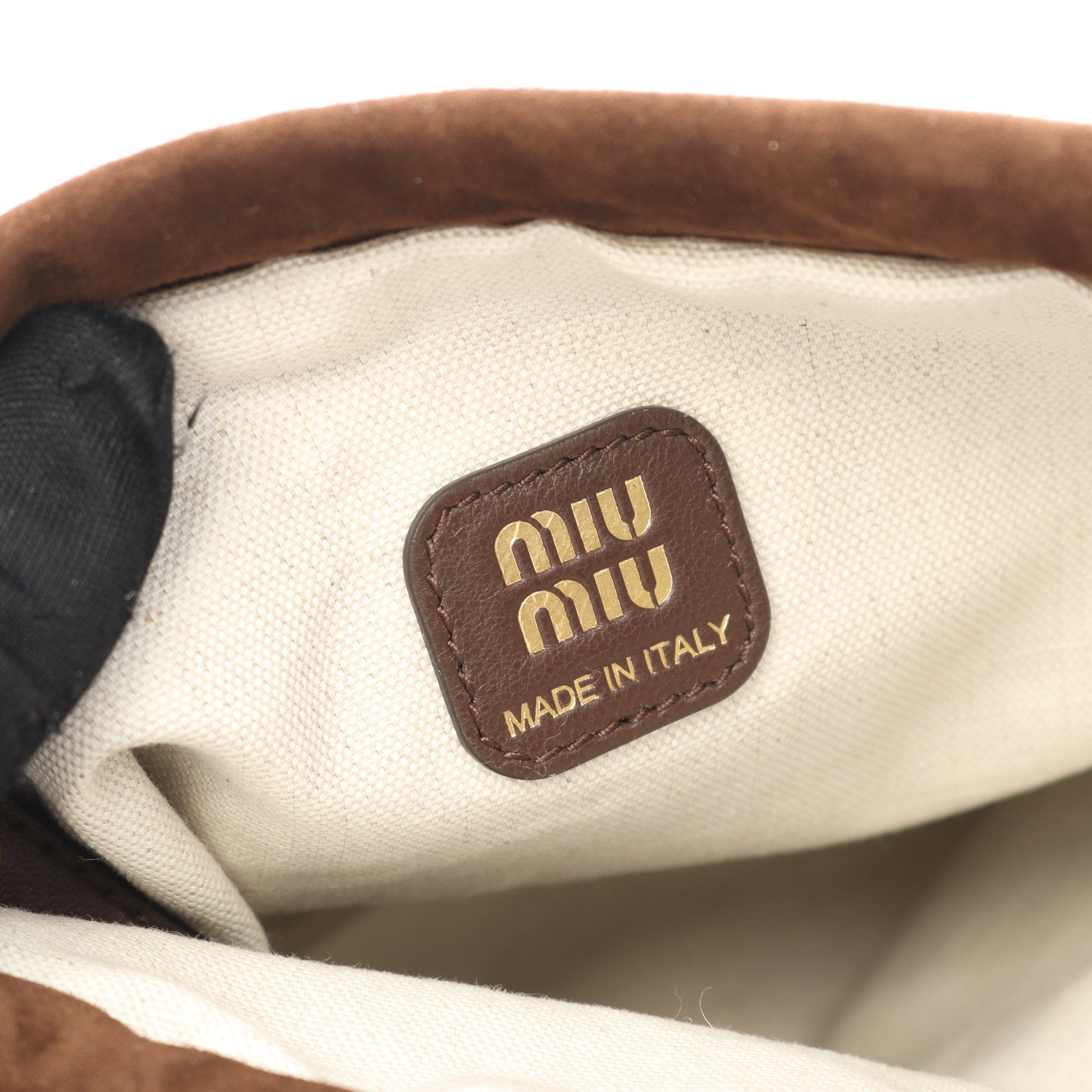 CAMOSCIO ポーチ スエード ブラウン ミュウミュウ – RECLO