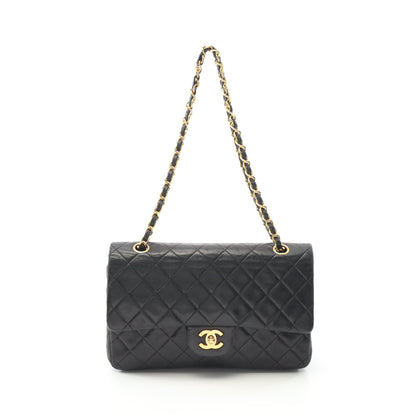 マトラッセ Wフラップ Wチェーンショルダーバッグ ラムスキン ブラック ゴールド金具 ヴィンテージ シャネル バッグ CHANEL