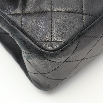 マトラッセ Wフラップ Wチェーンショルダーバッグ ラムスキン ブラック ゴールド金具 ヴィンテージ シャネル バッグ CHANEL