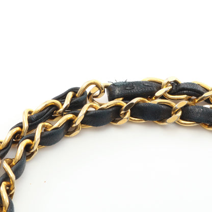 マトラッセ Wフラップ Wチェーンショルダーバッグ ラムスキン ブラック ゴールド金具 ヴィンテージ シャネル バッグ CHANEL