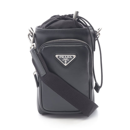 Re-Nylon スマートフォンケース ショルダーバッグ レザー ブラック  