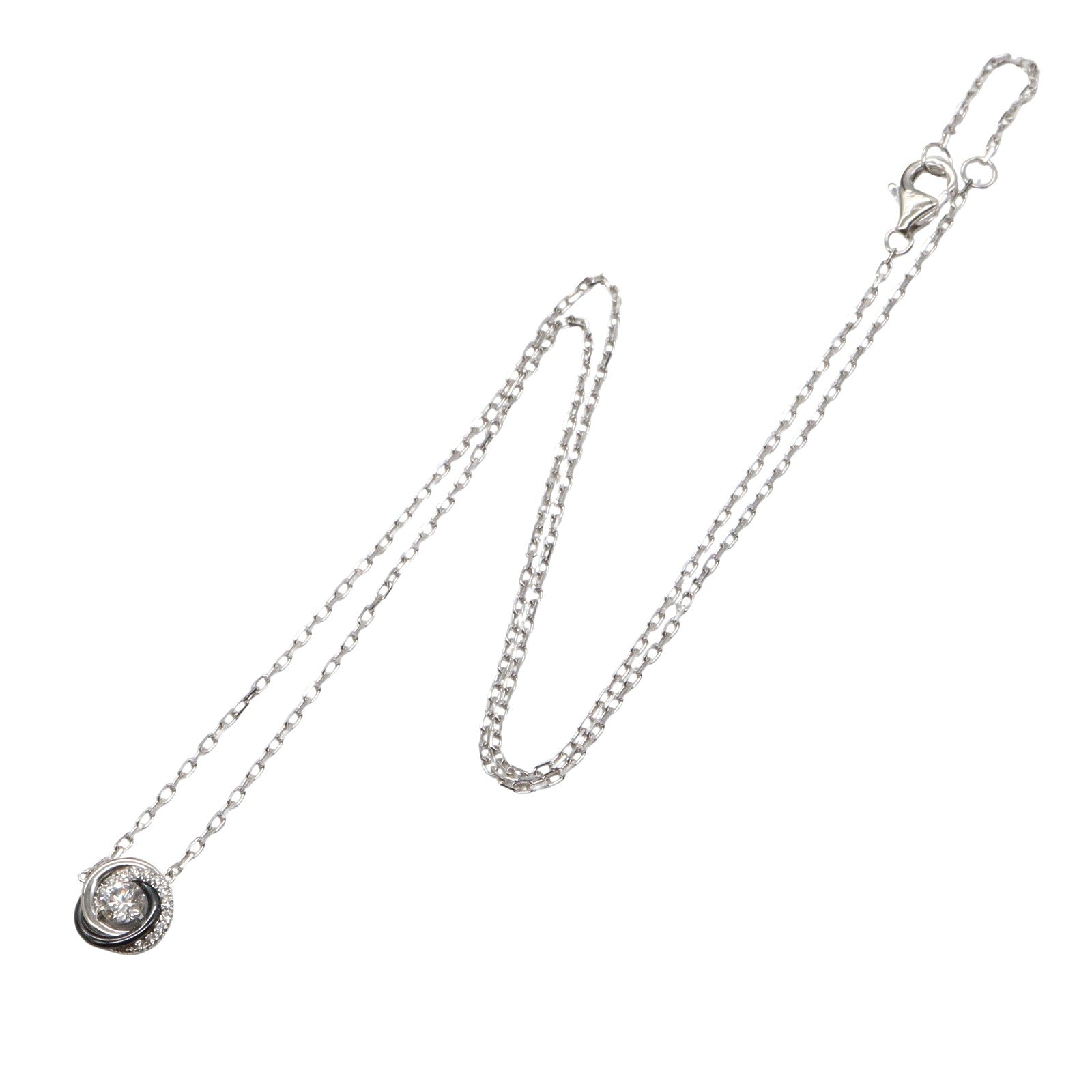 トリニティ ダイヤ ネックレス セラミック ネックレス K18WG（ホワイト