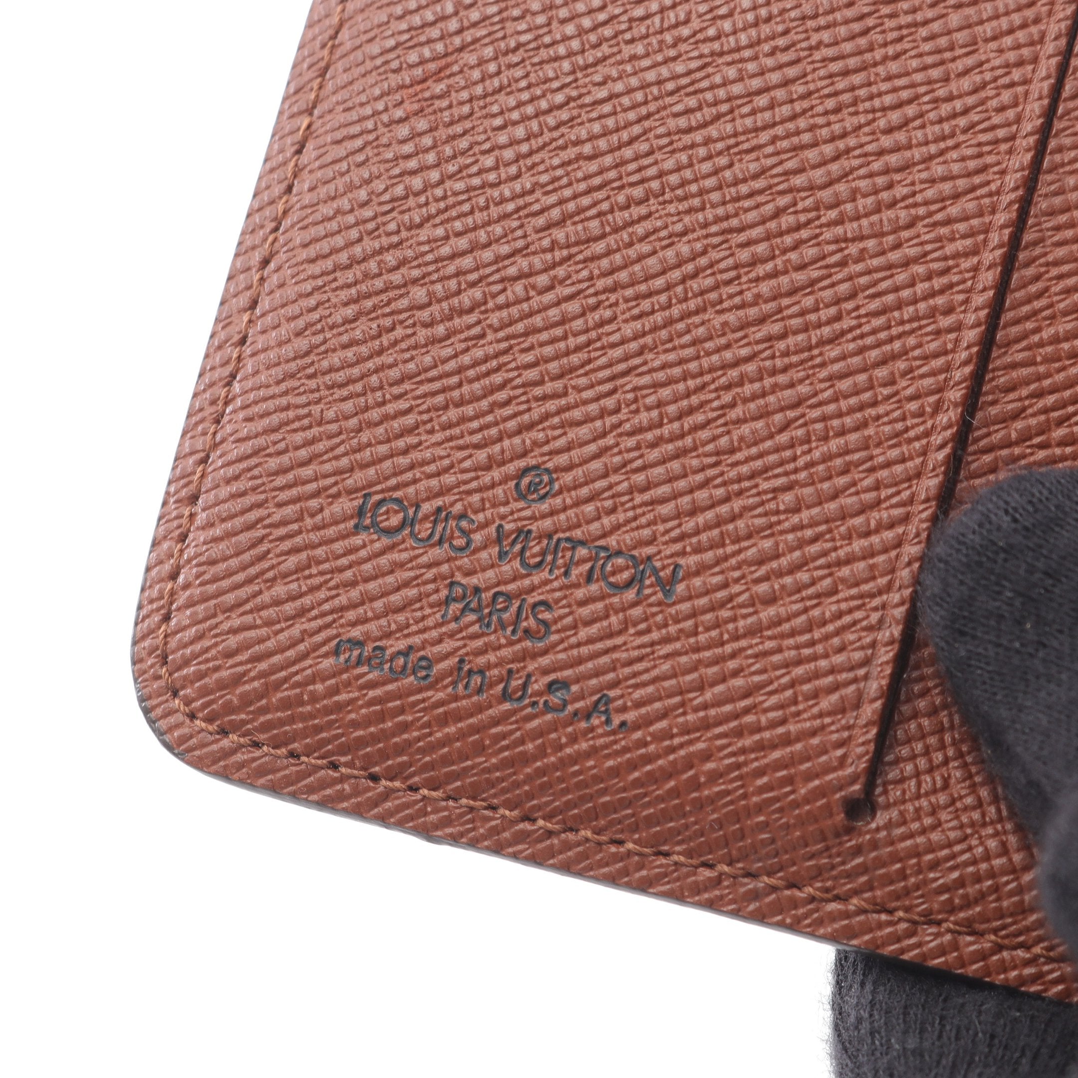 コンパクトジップ モノグラム 二つ折り財布 PVC ブラウン ルイ