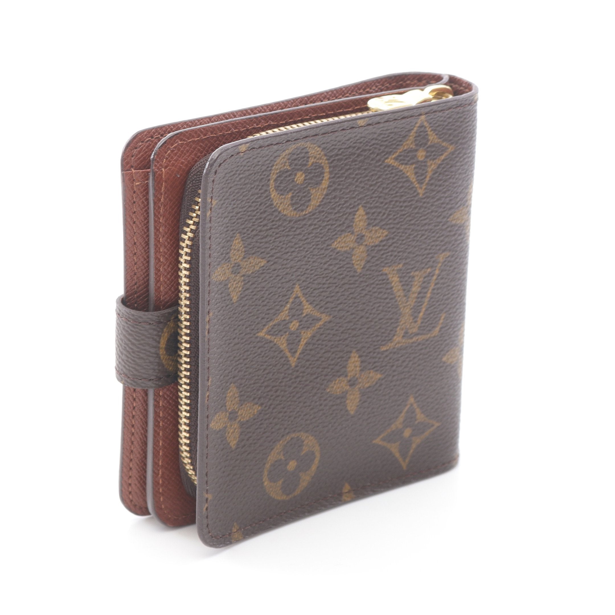 【美品SSS】ルイヴィトン モノグラム コンパクトジップ 二つ折り財布 ブラウン 美品SSS】ルイヴィトン モノグラム コンパクトジップ 二つ折り