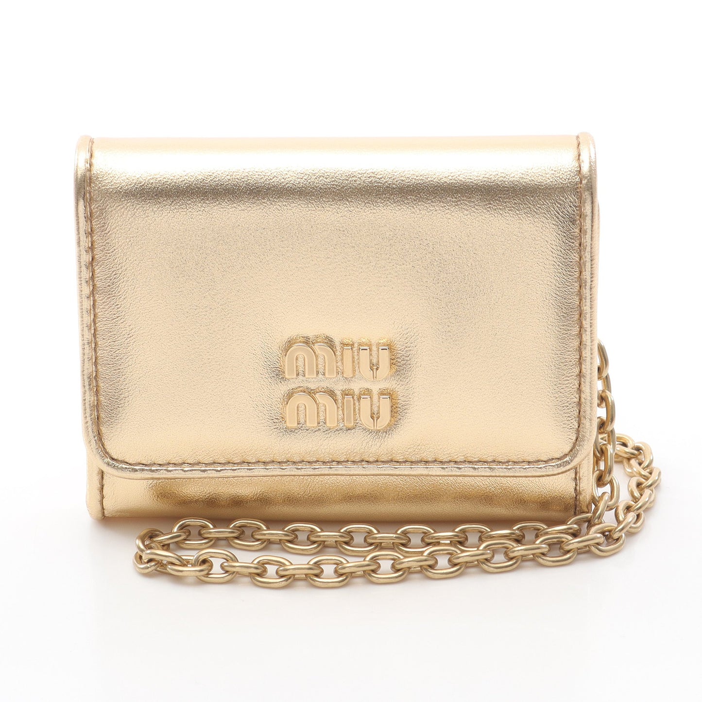 カードケース レザー ゴールド ミュウミュウ 財布・小物 miu miu