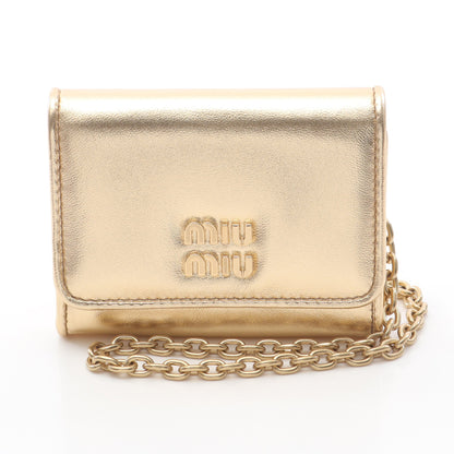 カードケース レザー ゴールド ミュウミュウ 財布・小物 miu miu