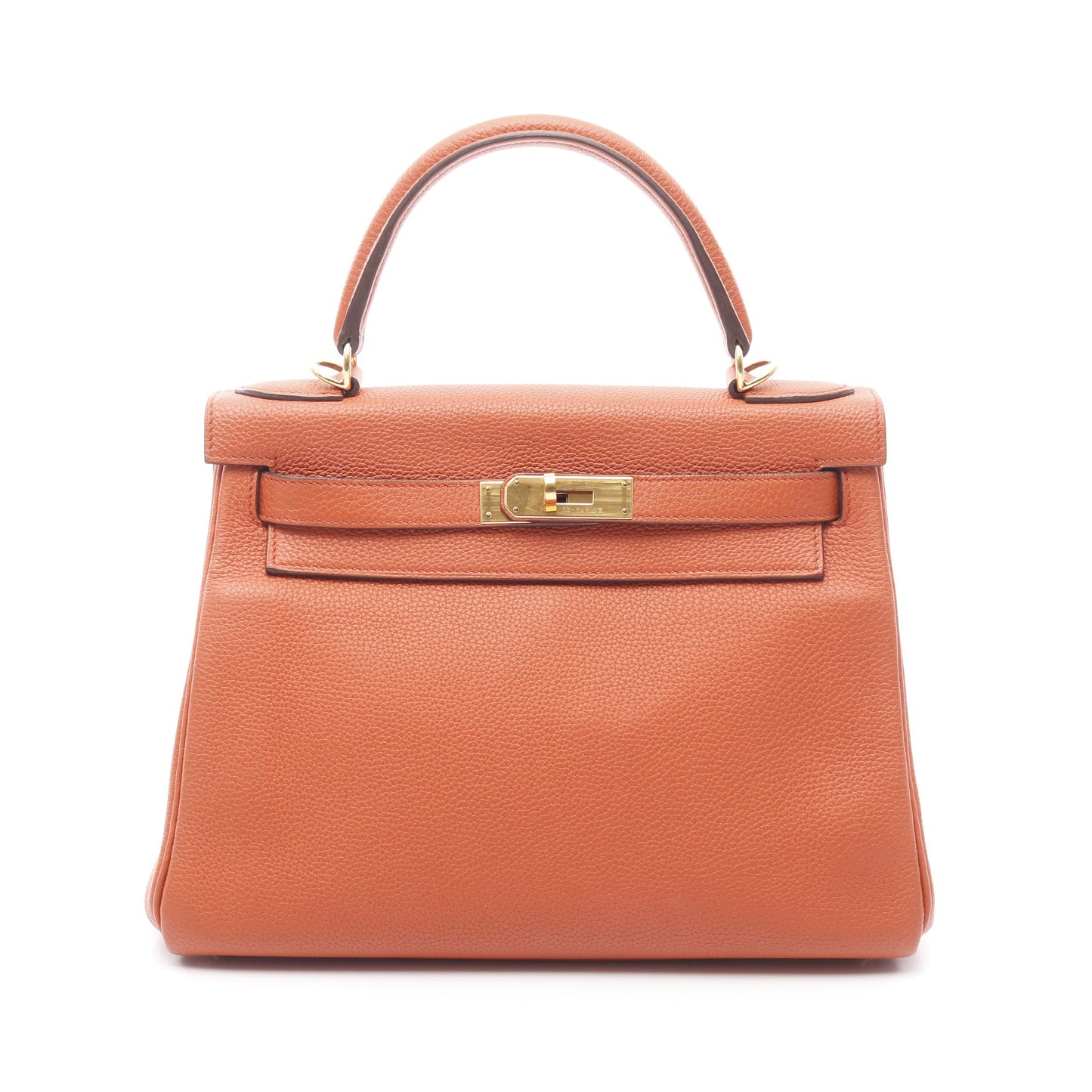 ケリー28 テールバテュー ハンドバッグ トゴ オレンジ ゴールド金具 2WAY 内縫い X刻印 エルメス バッグ HERMES