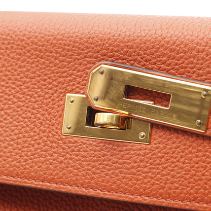 ケリー28 テールバテュー ハンドバッグ トゴ オレンジ ゴールド金具 2WAY 内縫い X刻印 エルメス バッグ HERMES