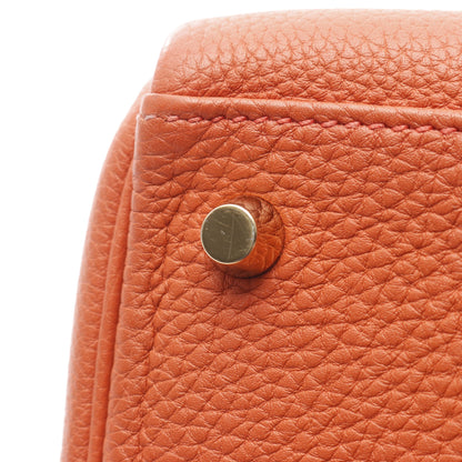 ケリー28 テールバテュー ハンドバッグ トゴ オレンジ ゴールド金具 2WAY 内縫い X刻印 エルメス バッグ HERMES
