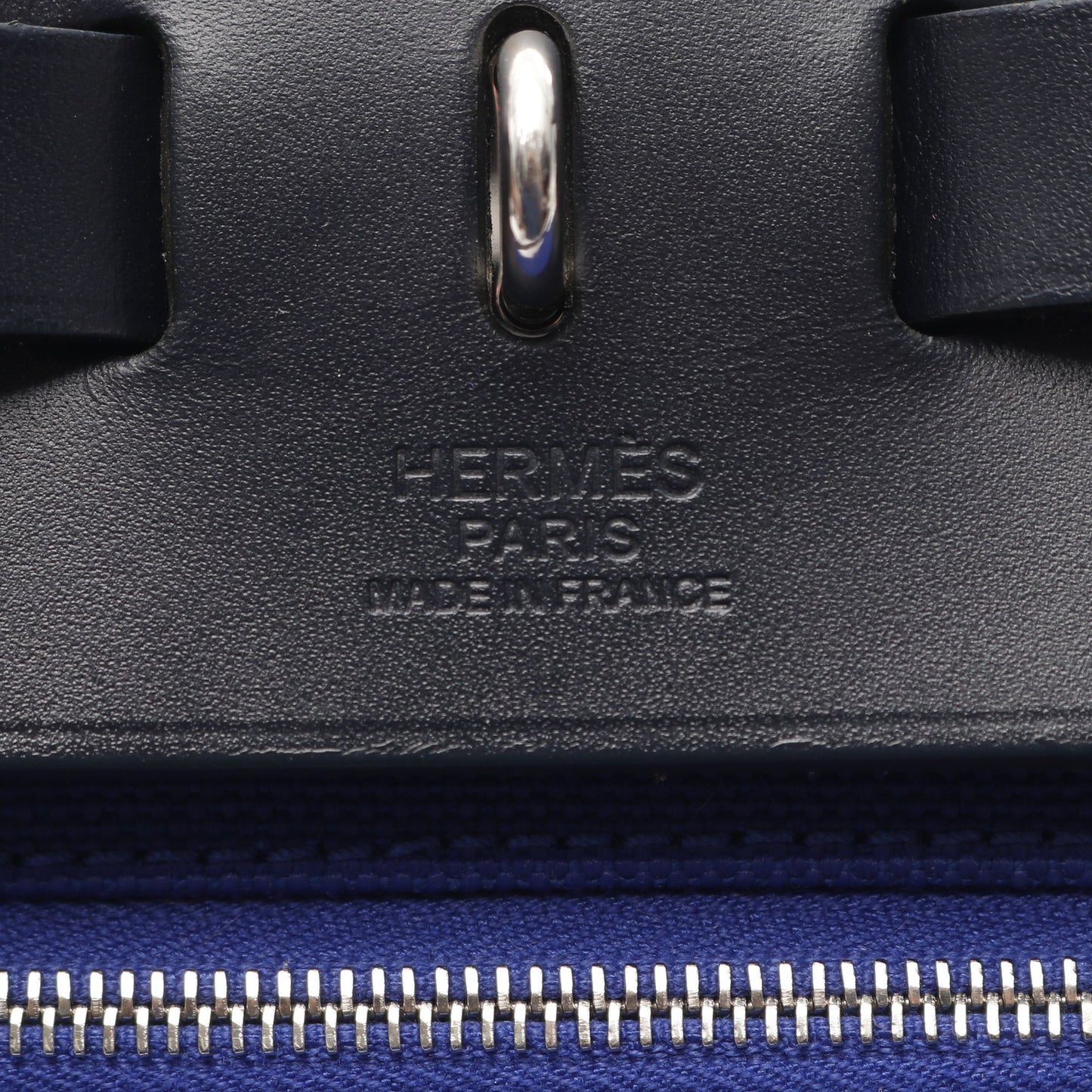 エールバッグジップPM ブルーエレクトリック ハンドバッグ トワルミリタリー レザー ブルー ブラック シルバー金具 2WAY A刻印 エルメス バッグ HERMES