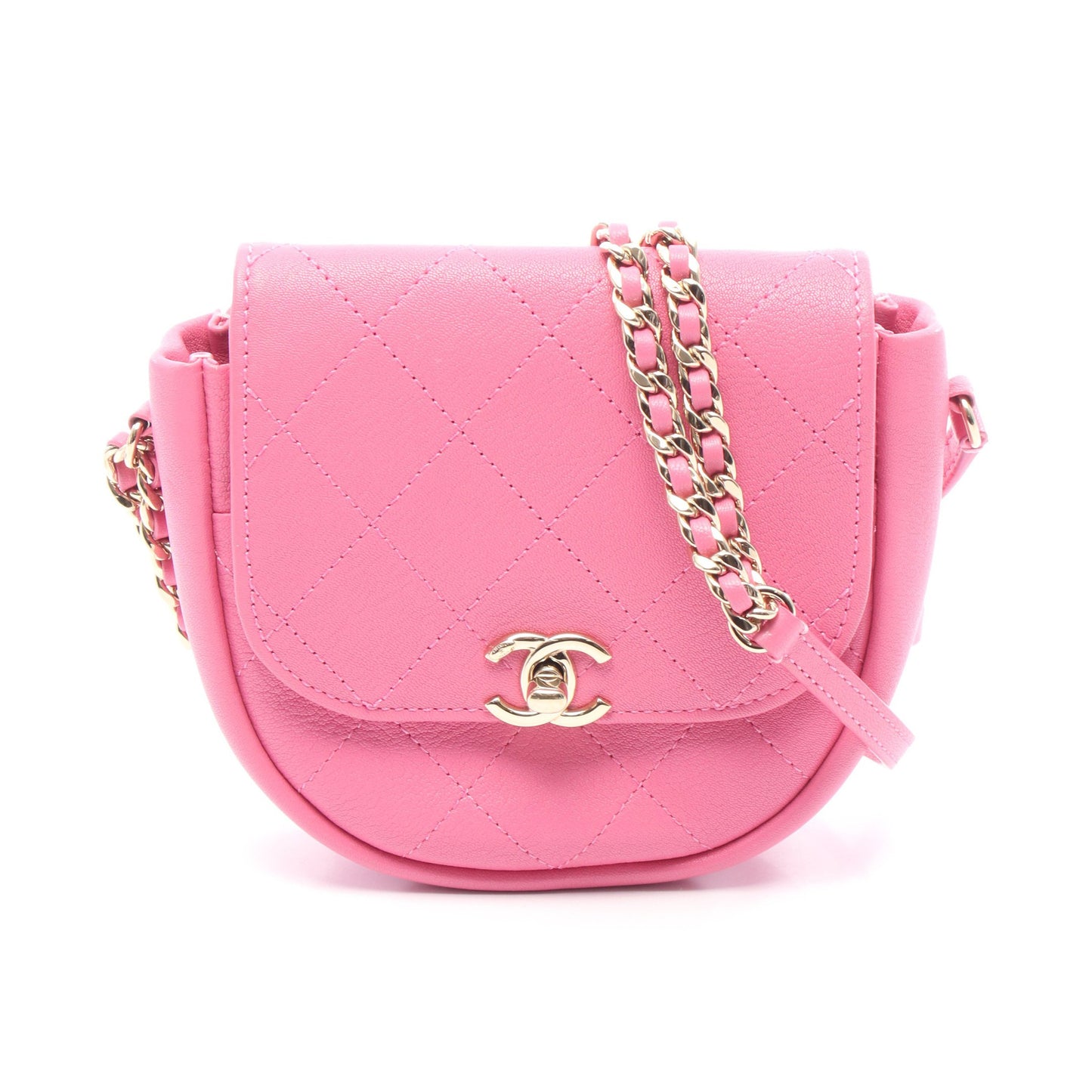 マトラッセ チェーンショルダーバッグ レザー ピンク ゴールド金具 シャネル バッグ CHANEL