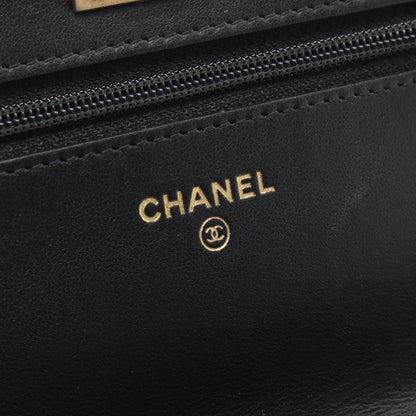 2.55 チェーンショルダーバッグ レザー ブラック ゴールド ゴールド金具 クロコ型押し シャネル バッグ CHANEL