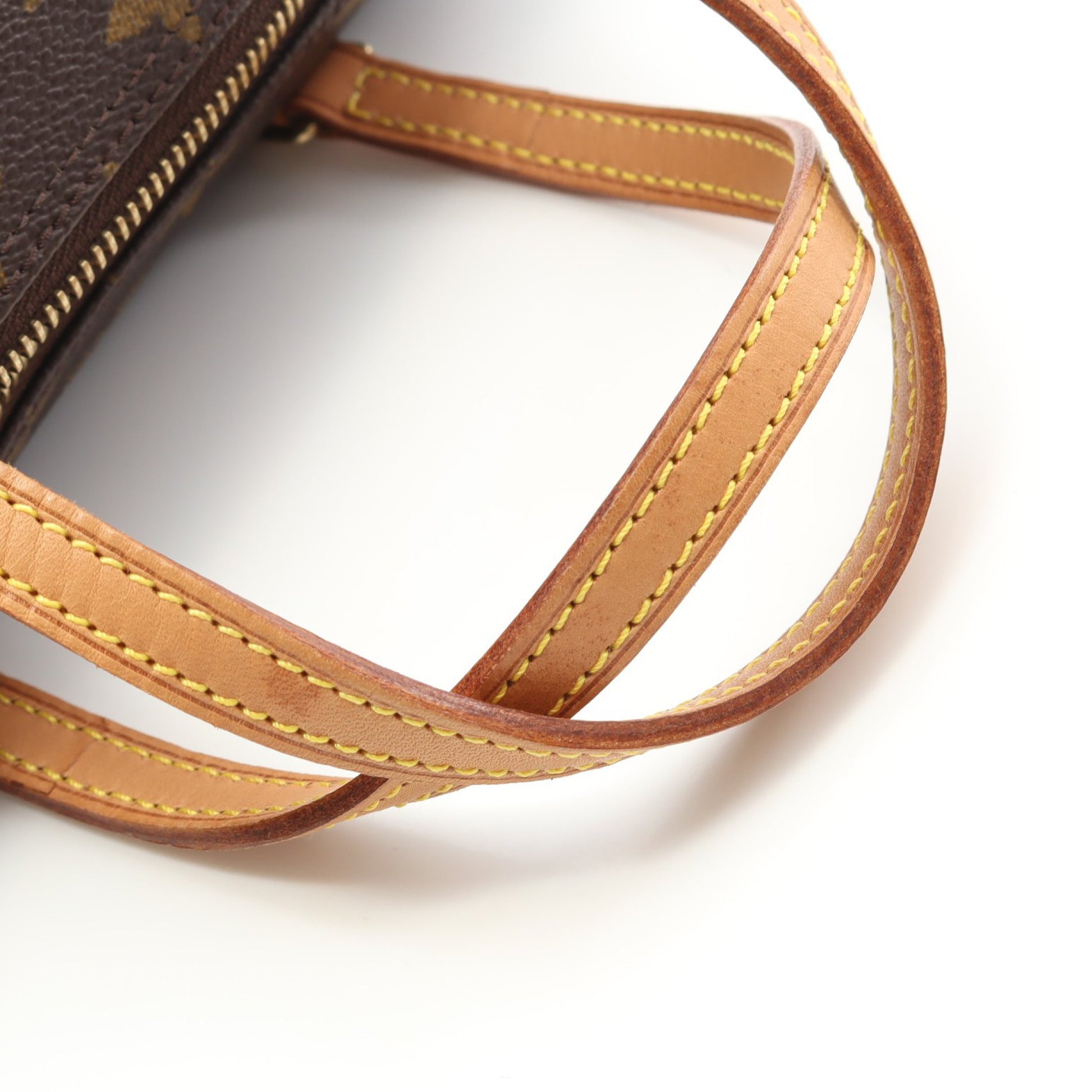 ミニパピヨン モノグラム ハンドバッグ PVC レザー ブラウン ルイヴィトン バッグ LOUIS VUITTON
