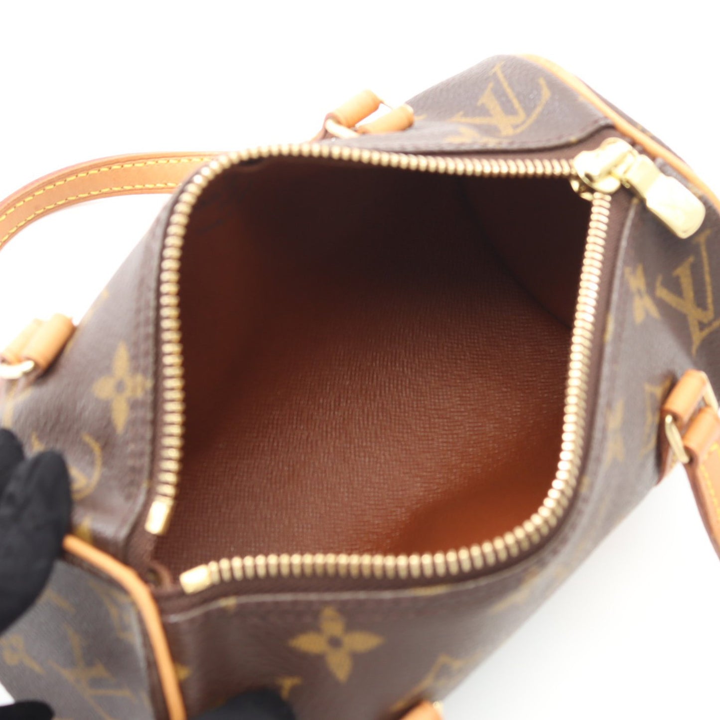 ミニパピヨン モノグラム ハンドバッグ PVC レザー ブラウン ルイヴィトン バッグ LOUIS VUITTON