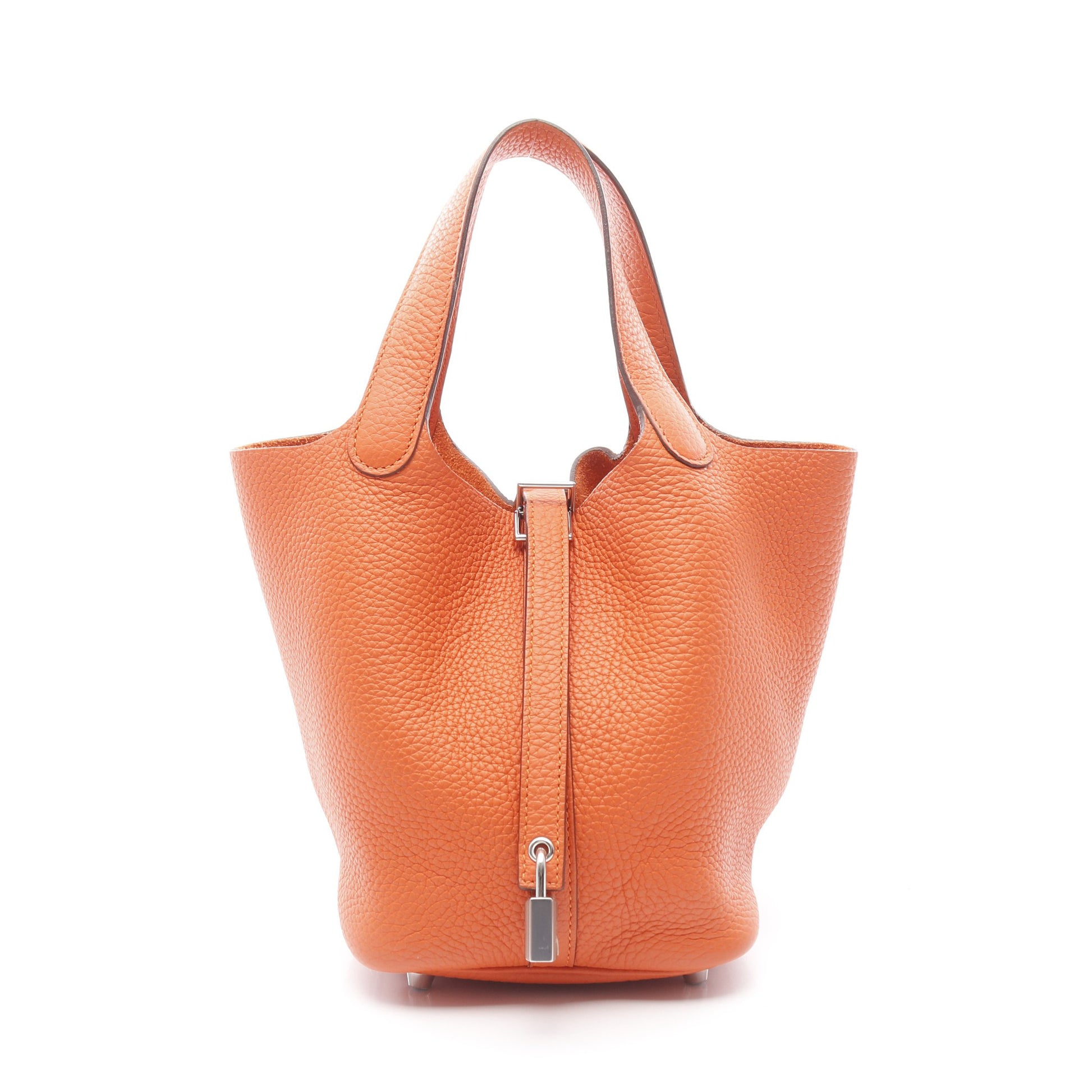 ピコタンロックPM オレンジポピー ハンドバッグ トリヨンクレマンス オレンジ シルバー金具 Y刻印 エルメス バッグ HERMES