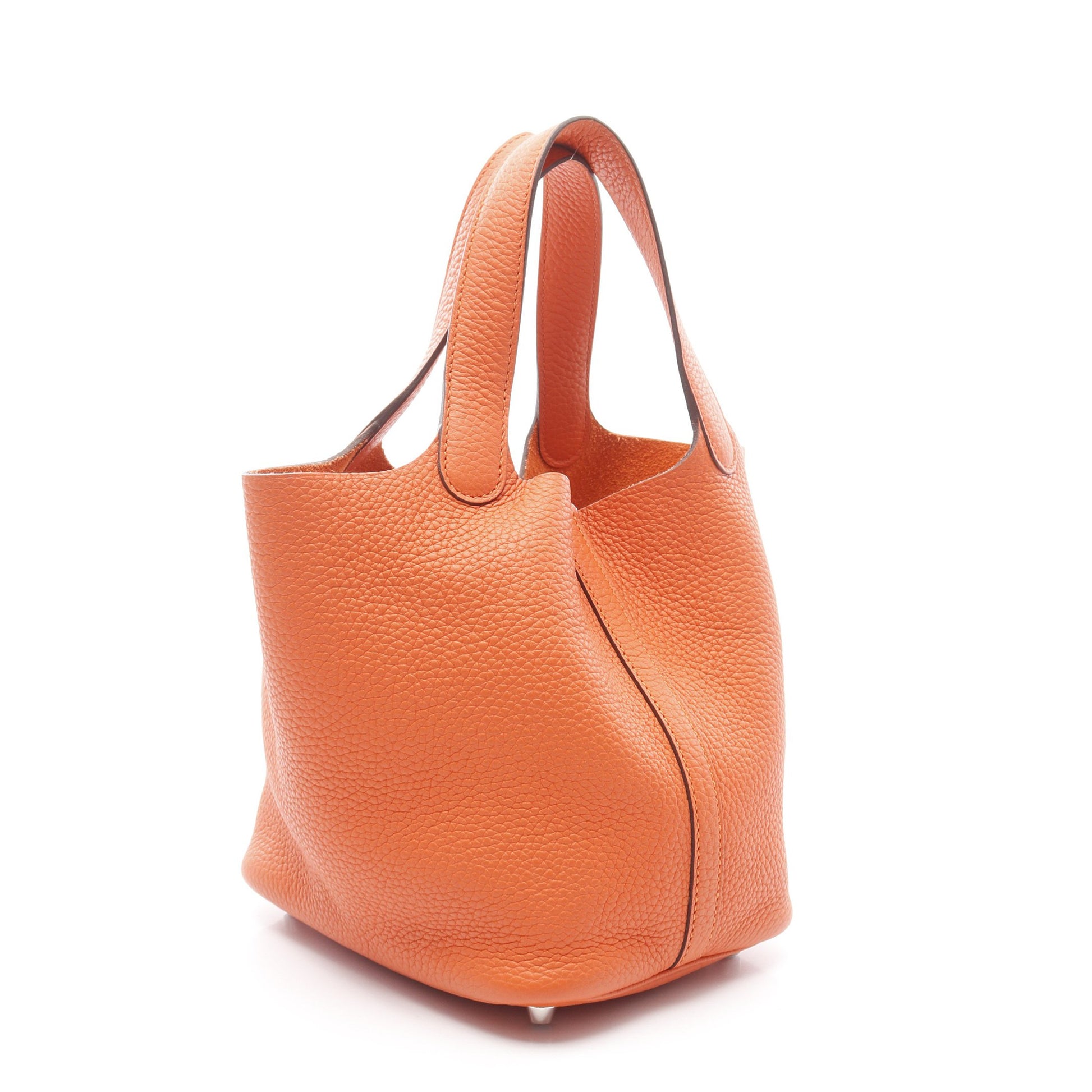ピコタンロックPM オレンジポピー ハンドバッグ トリヨンクレマンス オレンジ シルバー金具 Y刻印 エルメス バッグ HERMES