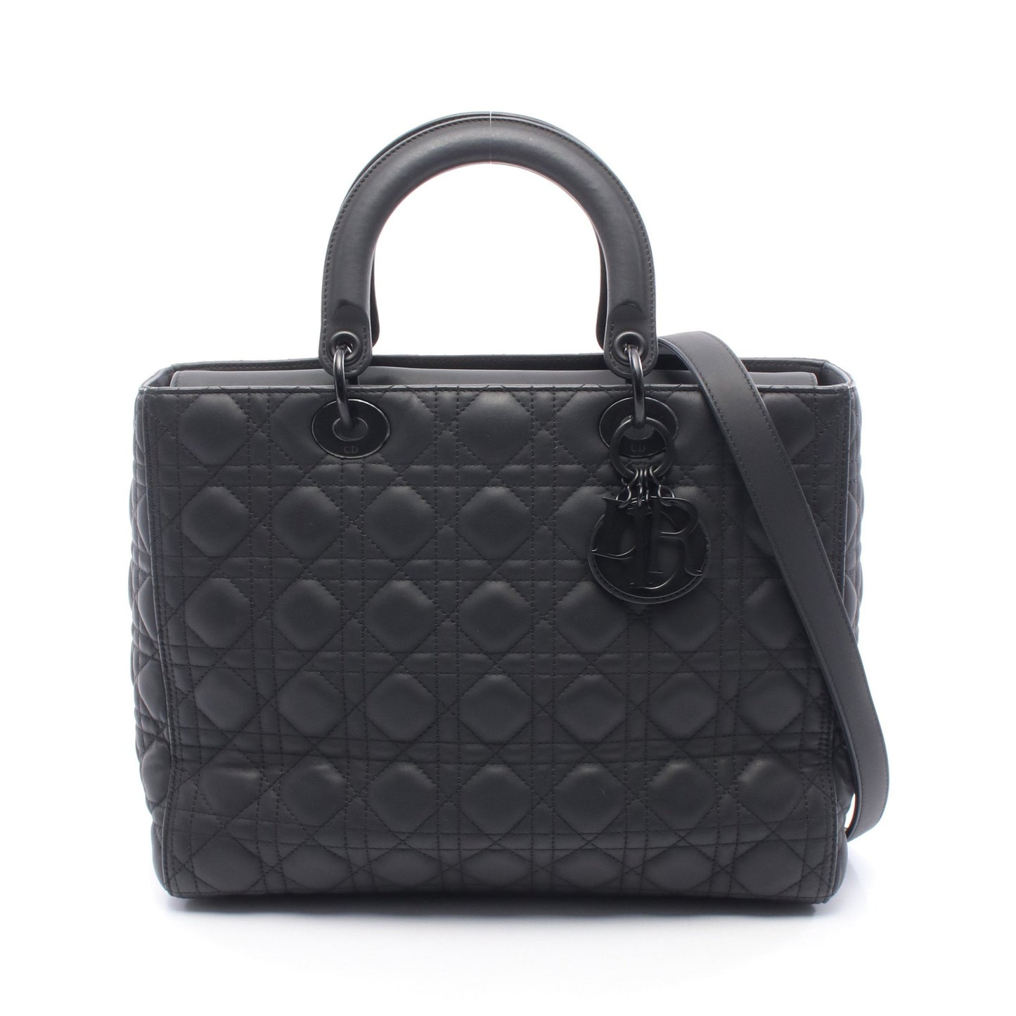 レディディオール ラージ カナージュ ハンドバッグ レザー ブラック クリスチャンディオール バッグ Christian Dior