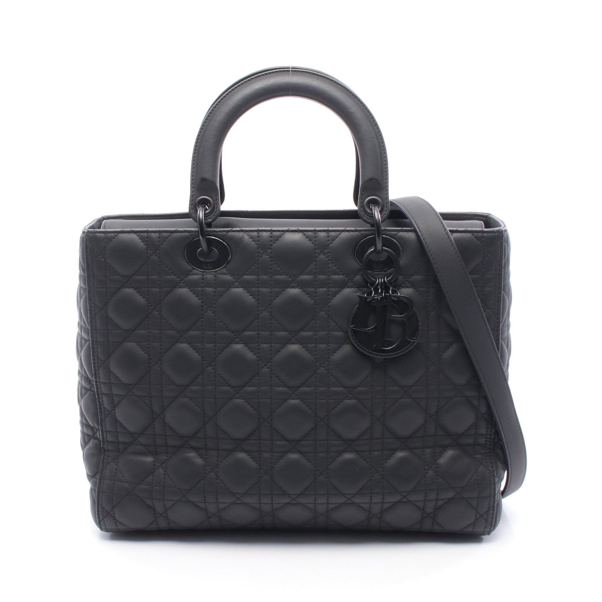 レディディオール ラージ カナージュ ハンドバッグ レザー ブラック クリスチャンディオール バッグ Christian Dior