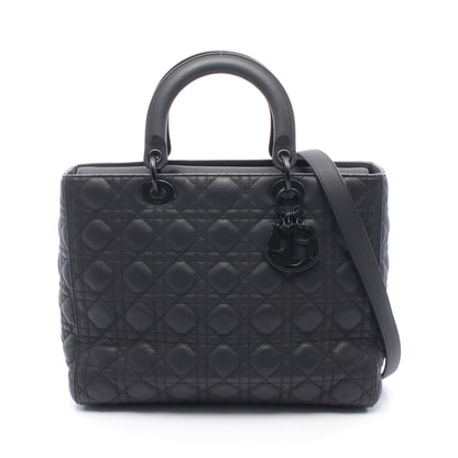 レディディオール ラージ カナージュ ハンドバッグ レザー ブラック クリスチャンディオール バッグ Christian Dior