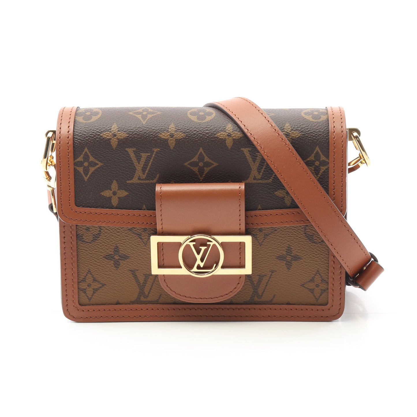 ドーフィーヌ MINI モノグラムリバース ショルダーバッグ PVC レザー ブラウン ベージュ ルイヴィトン バッグ LOUIS VUITTON