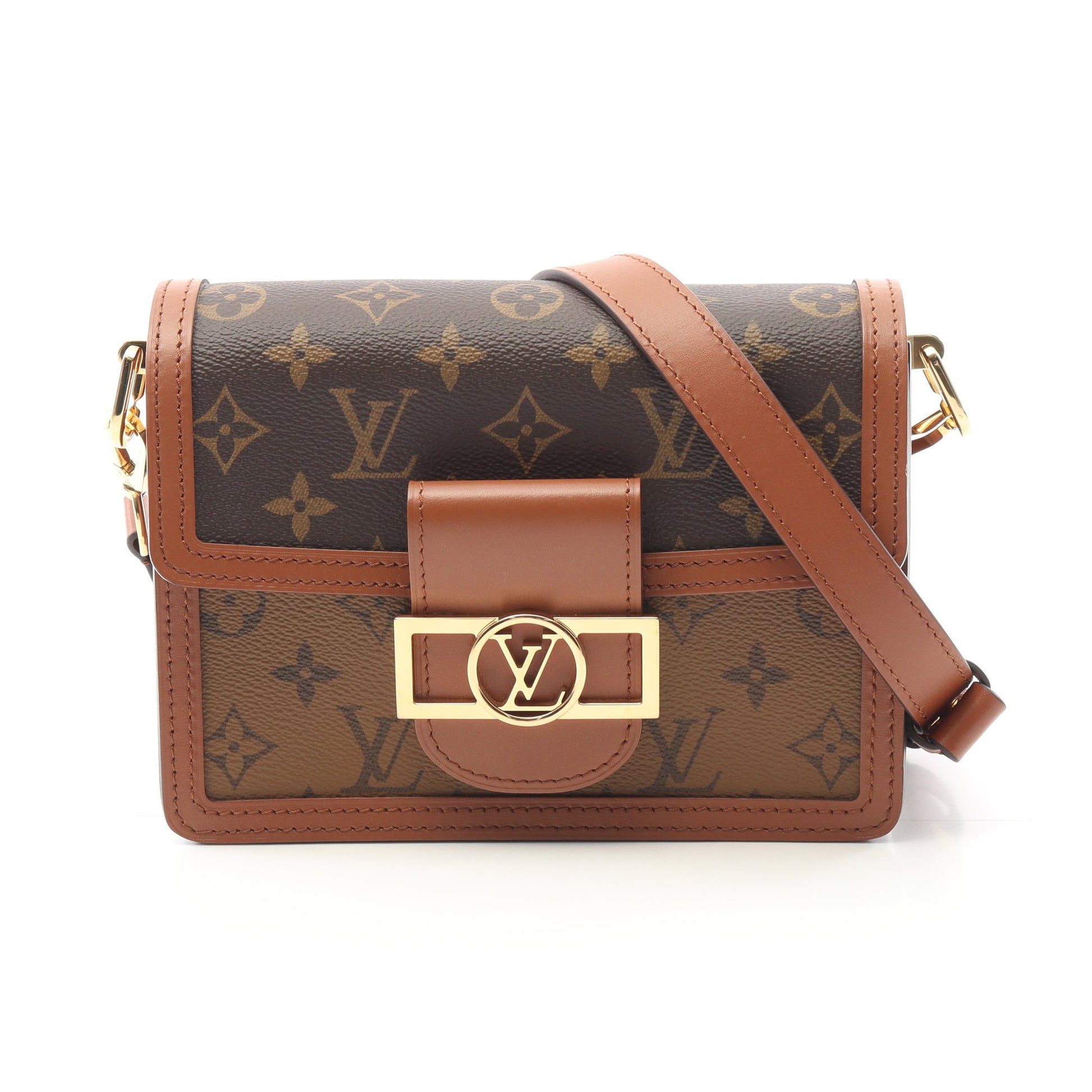 ドーフィーヌ MINI モノグラムリバース ショルダーバッグ PVC レザー ブラウン ベージュ ルイヴィトン バッグ LOUIS VUITTON