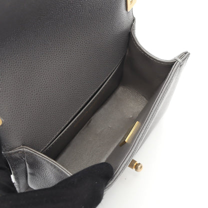 ボーイシャネル ミニ マトラッセ チェーンショルダーバッグ キャビアスキン グレー ゴールド金具 シャネル バッグ CHANEL