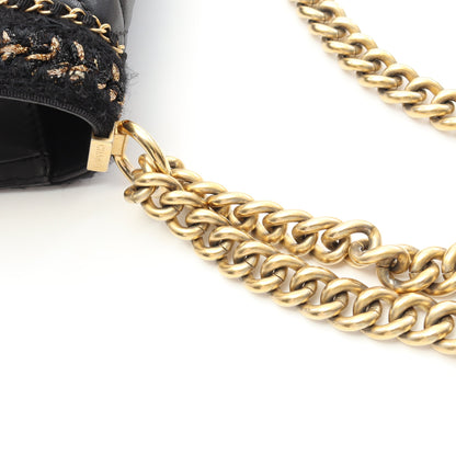 ボーイシャネル マトラッセ チェーンショルダーバッグ ラムスキン ブラック ゴールド金具 シャネル バッグ CHANEL