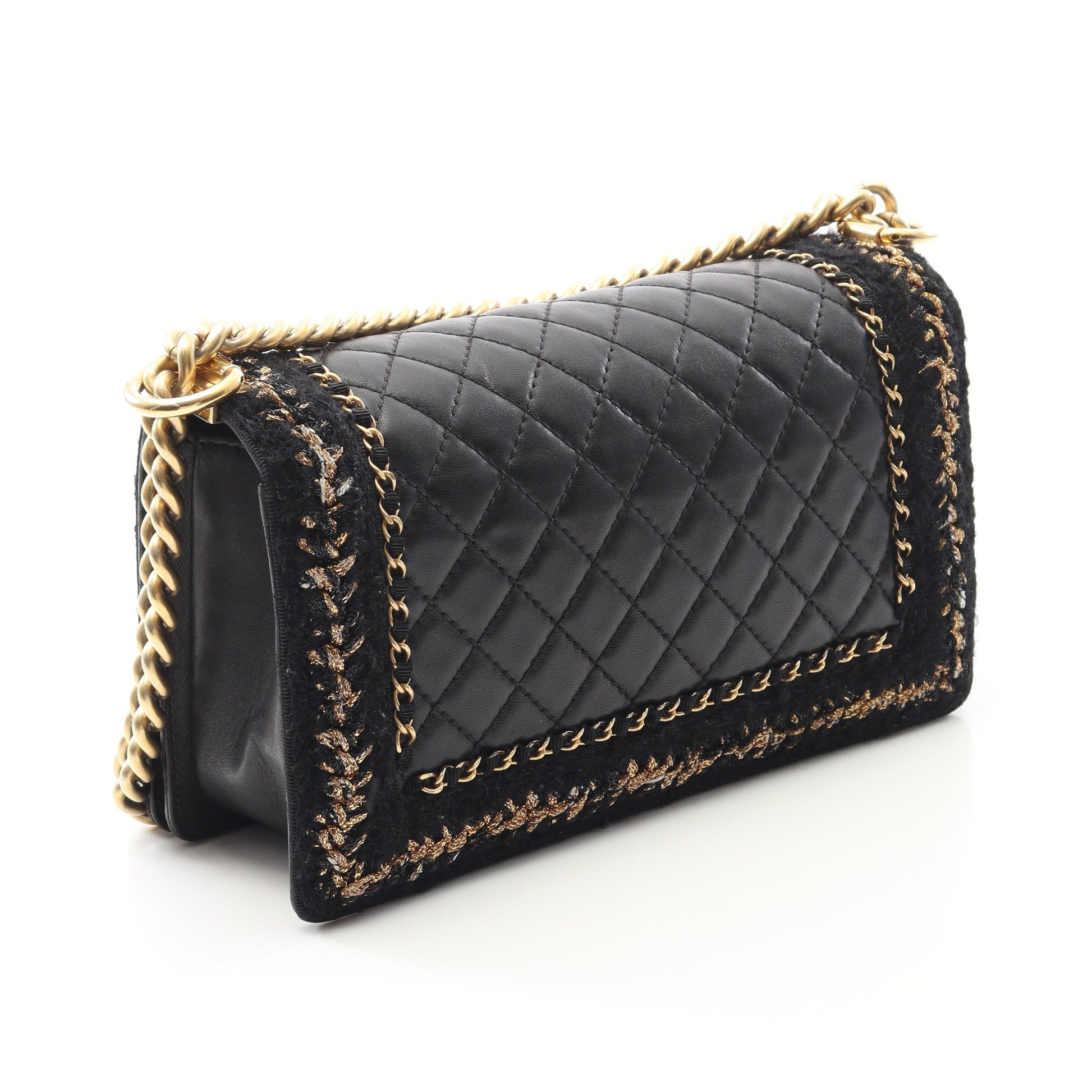ボーイシャネル マトラッセ チェーンショルダーバッグ ラムスキン ブラック ゴールド金具 シャネル バッグ CHANEL