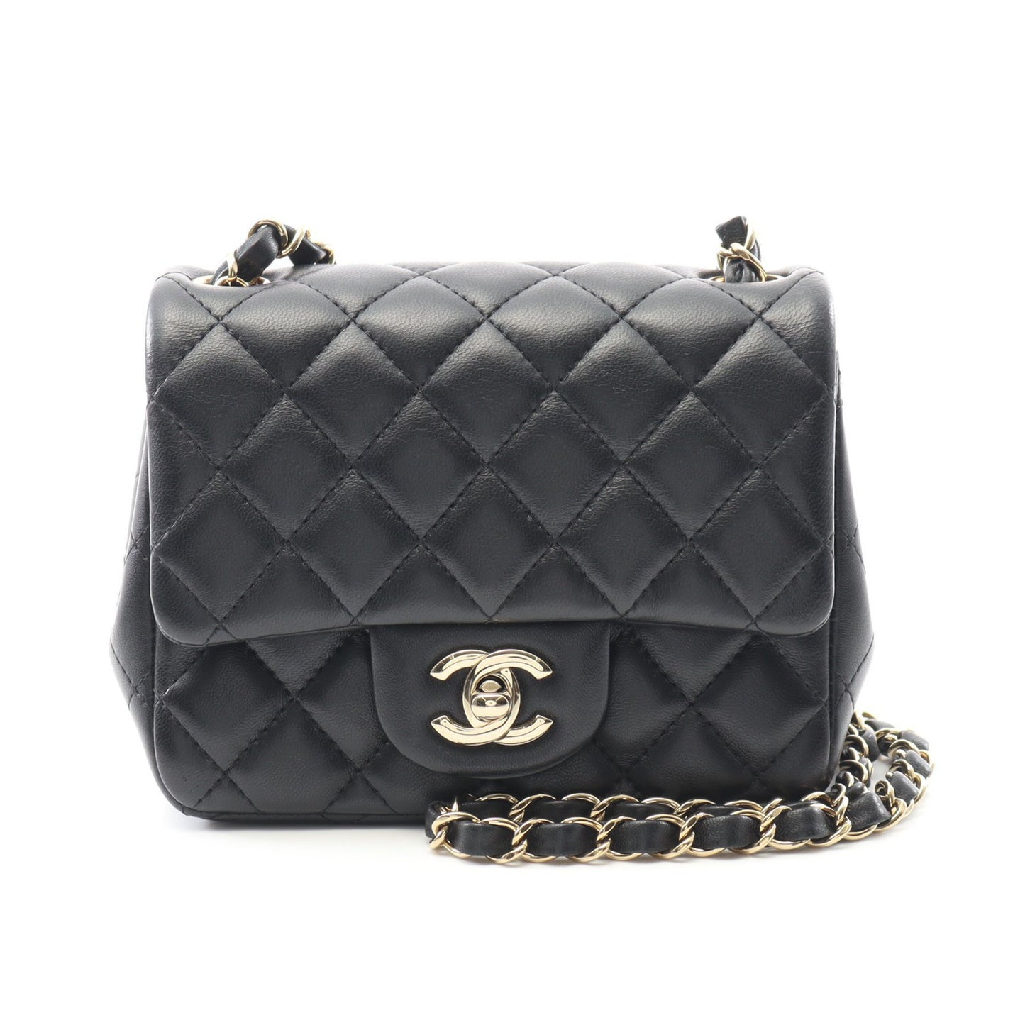 ミニマトラッセ チェーンショルダーバッグ ラムスキン ブラック ゴールド金具 シャネル バッグ CHANEL