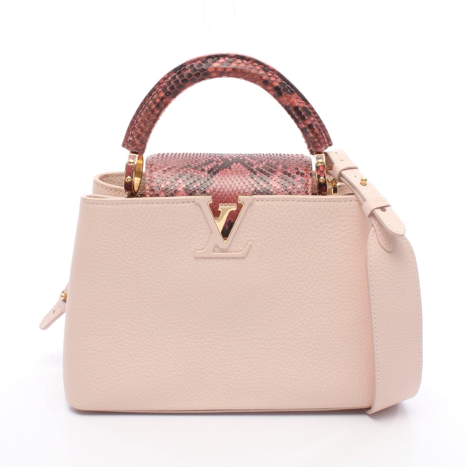 カプシーヌBB ハンドバッグ レザー パイソン ピンク ピンクレッド ルイヴィトン バッグ LOUIS VUITTON