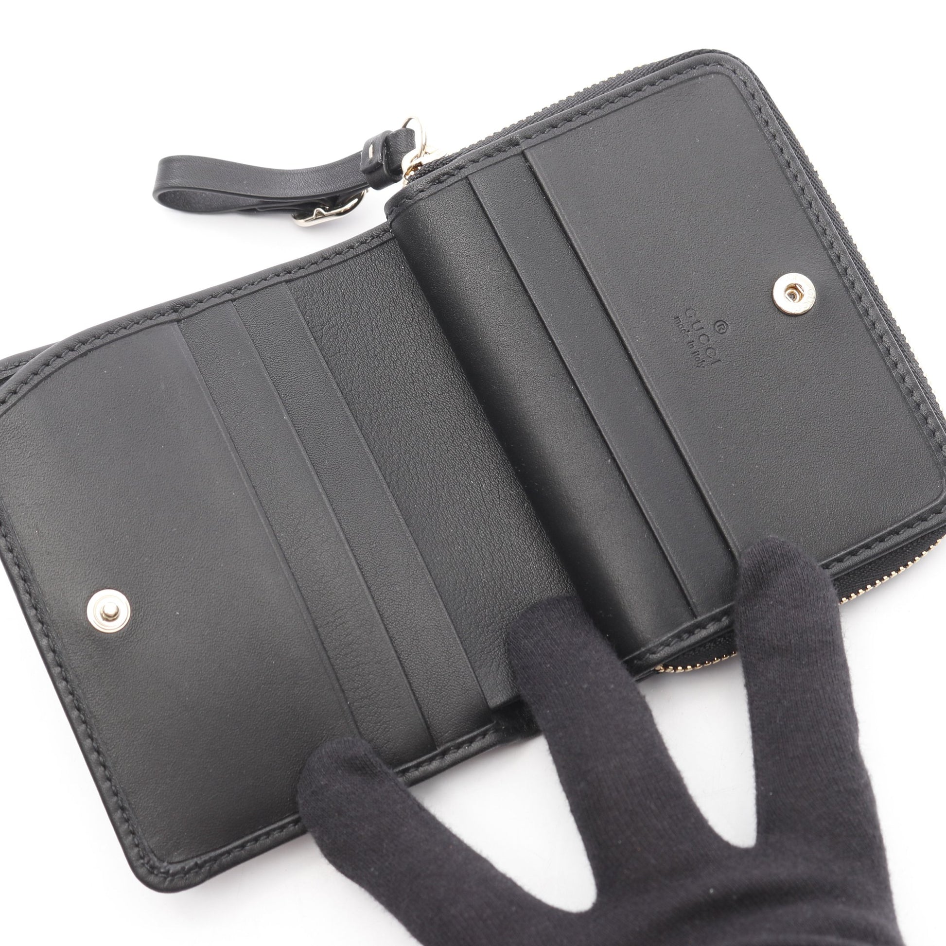 GGエンブレム ジップ ミニ ウォレット 二つ折り財布 PVC レザー  