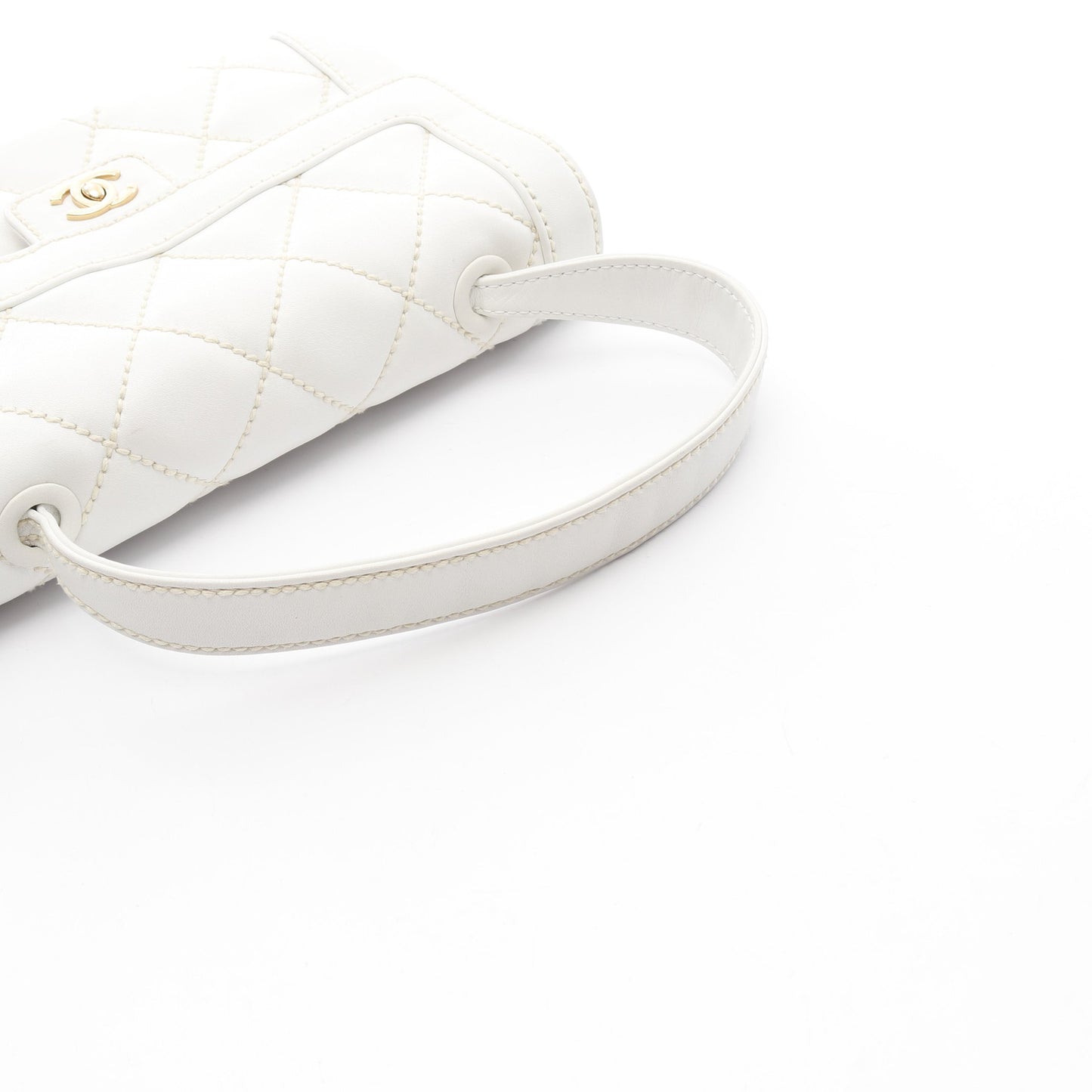 ワイルドステッチ ハンドバッグ レザー ホワイト ゴールド金具 シャネル バッグ CHANEL
