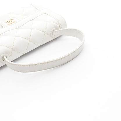 ワイルドステッチ ハンドバッグ レザー ホワイト ゴールド金具 シャネル バッグ CHANEL