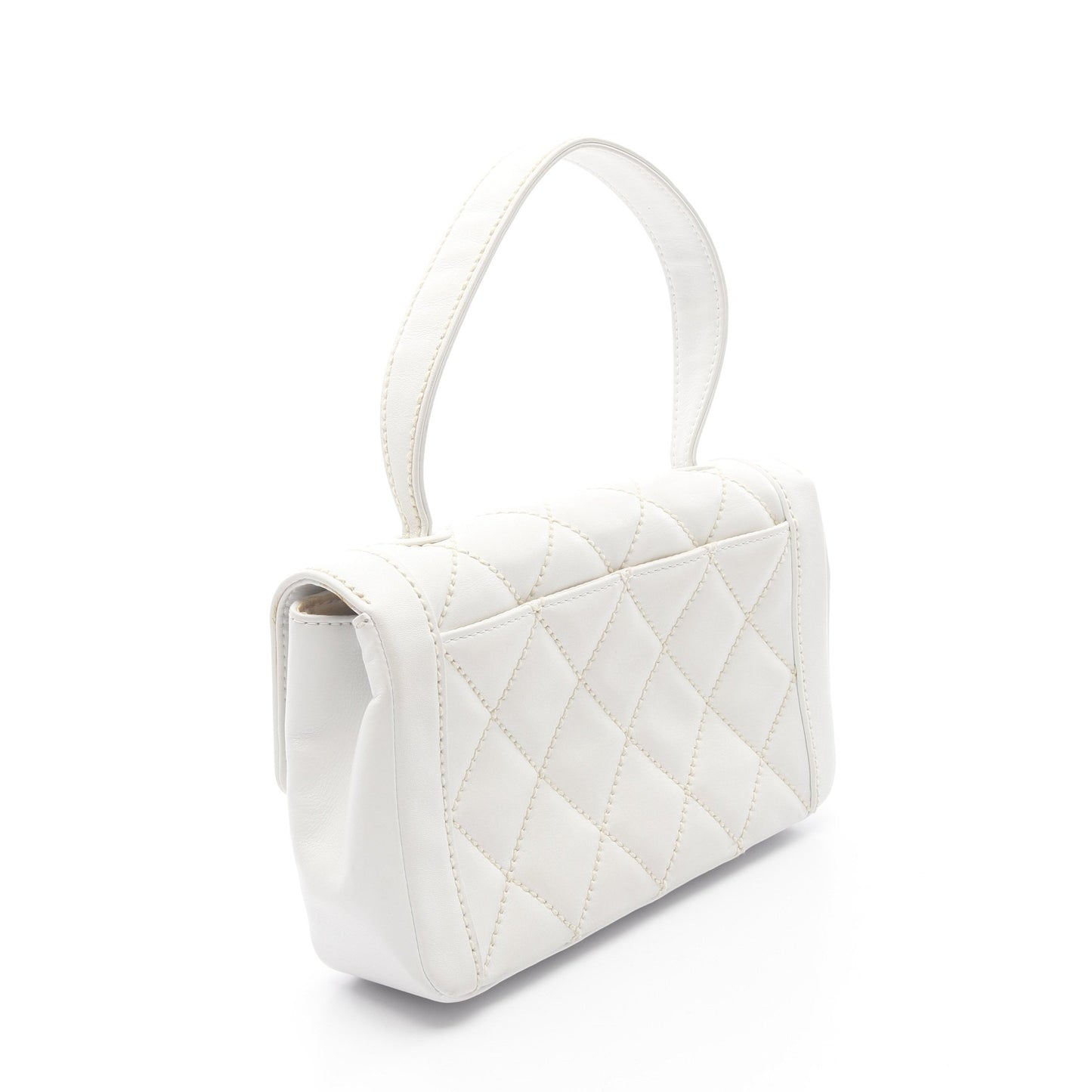 ワイルドステッチ ハンドバッグ レザー ホワイト ゴールド金具 シャネル バッグ CHANEL