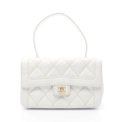 ワイルドステッチ ハンドバッグ レザー ホワイト ゴールド金具 シャネル バッグ CHANEL