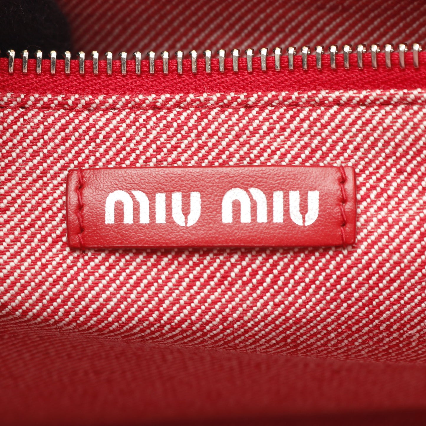 DENIM LOGO ハンドバッグ トートバッグ キャンバス ピンクレッド 2WAY ミュウミュウ バッグ miu miu