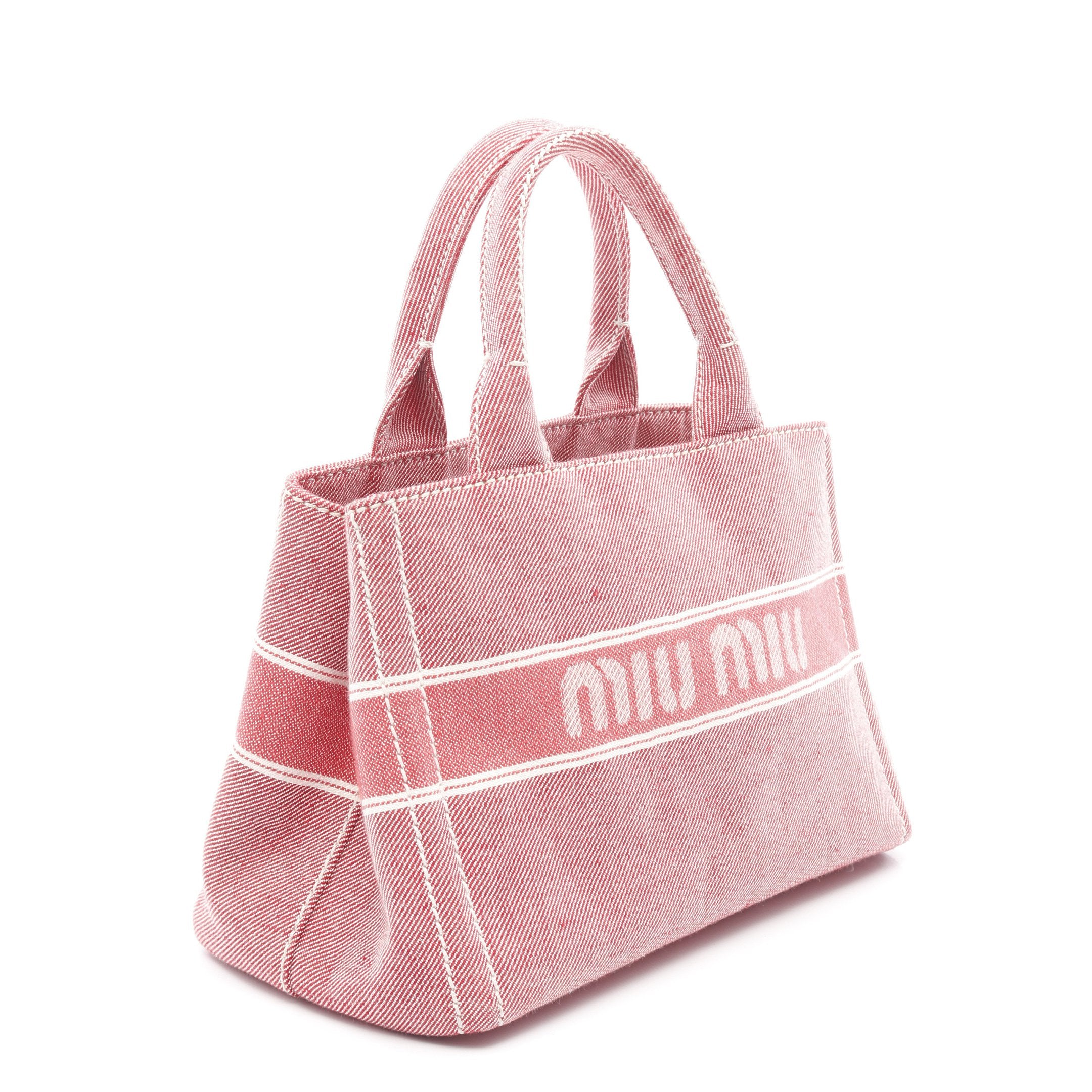 DENIM LOGO ハンドバッグ トートバッグ キャンバス ピンクレッド 2WAY